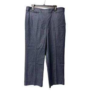 Talbots Straight Leg Crop Pants Women 14 Blue JO3069 Side Zip Dark Wash Denim